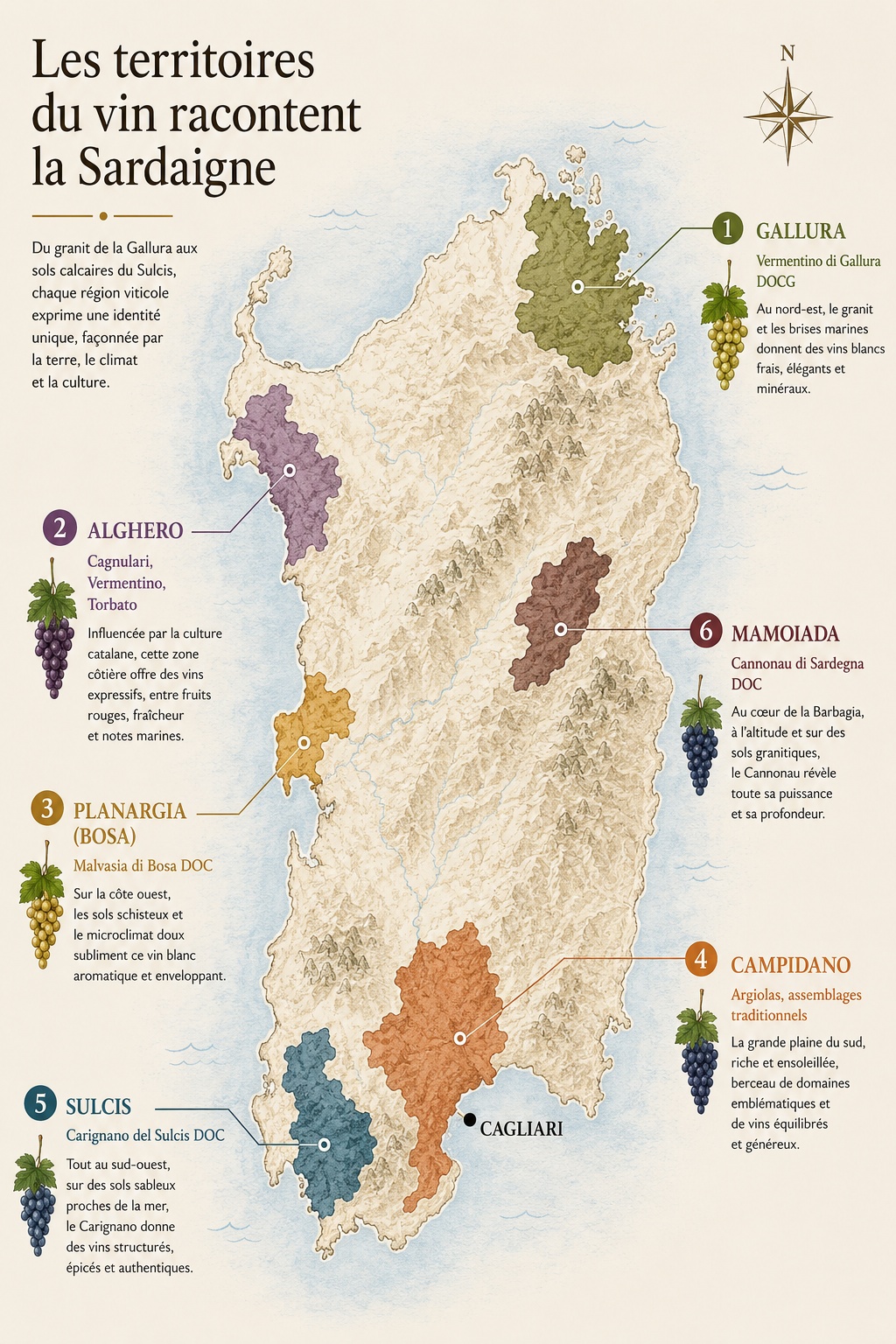 Vins de Sardaigne : lire le territoire carte viticole sardaigne